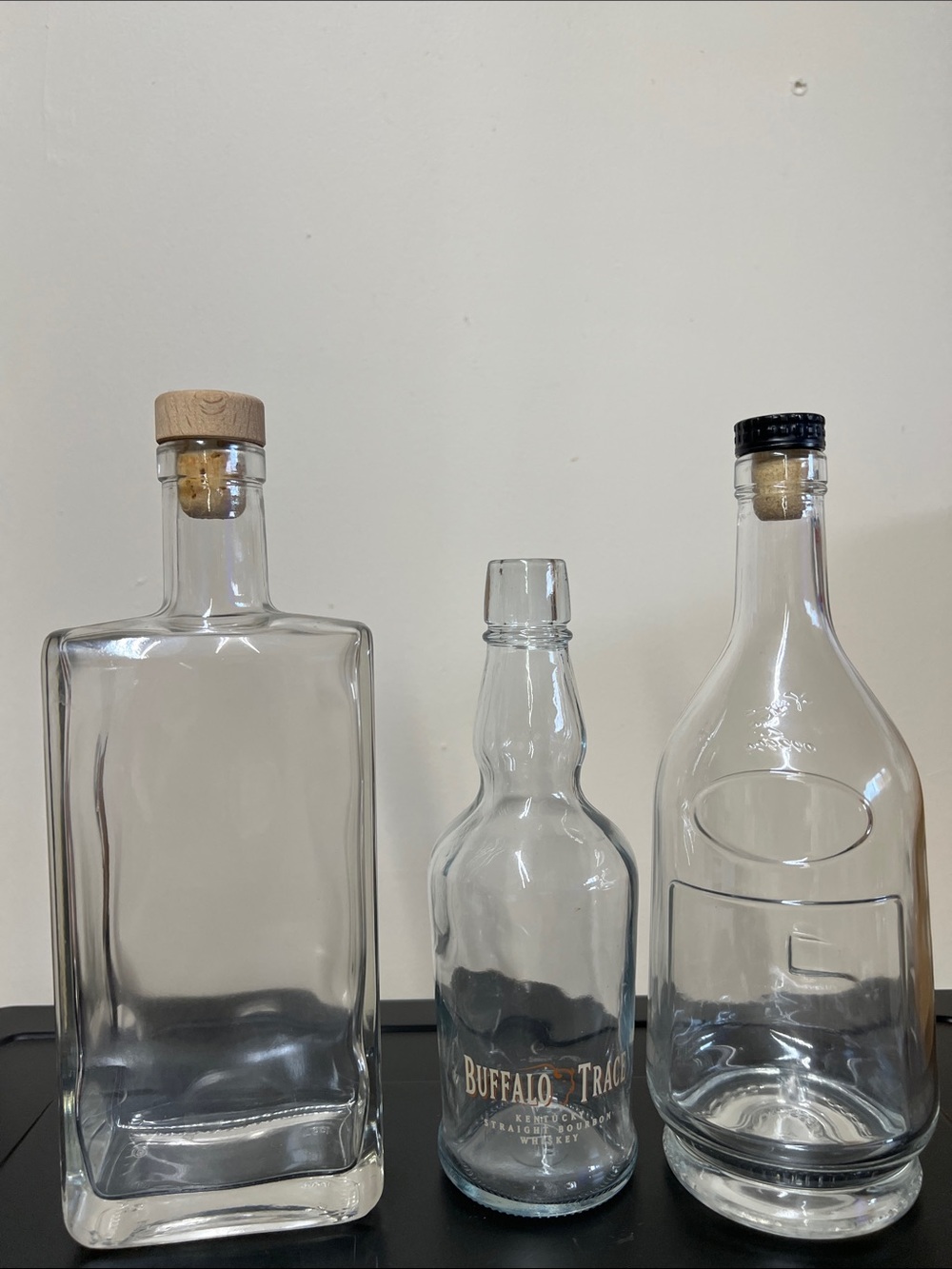 Buffalo David Bitton Clear Glass Bottle Trio with Cork Tops